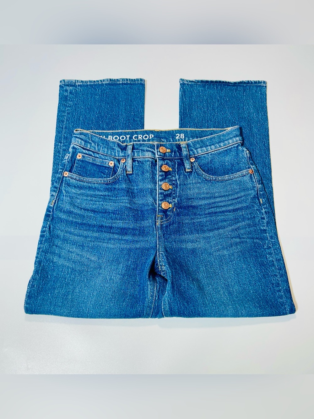 J.Crew Demi Boot Crop Jeans NWT New Women’s size 28 Button Fly Blue Denim